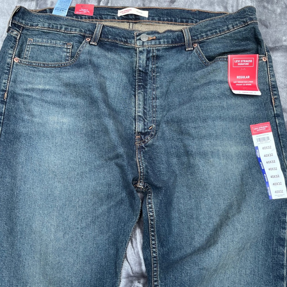 Signature by Levi Strauss Regular Fit Straight Leg Jeans Blue 40x32 A1311-0004